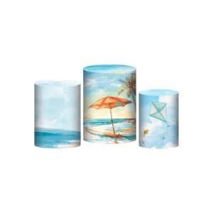 Trio Capa Cilindro Pipa 3D Em Tecido Com Elástico