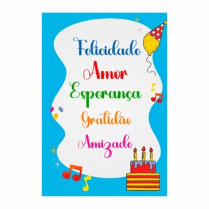 Painel de Festa Retangular Feliz Aniversário Casadinho 3D 1,50m x 2,20