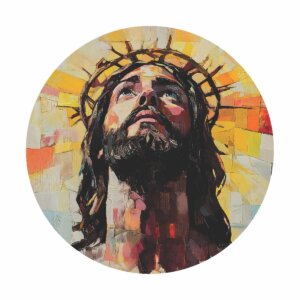 Painel Redondo 3D Jesus Tecido Sublimado 1,50m x 1,50m
