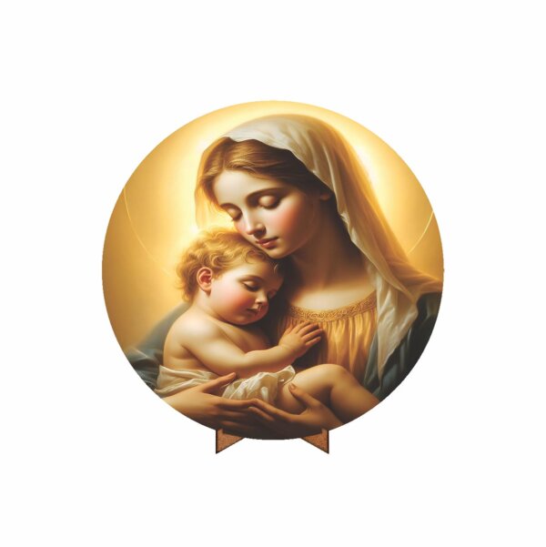 Painel Redondo 3D Mãe Rainha 50cm Com Suporte MDF