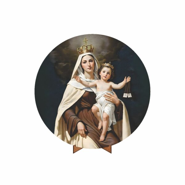 Painel Redondo 3D Nossa Senhora 50cm Com Suporte MDF
