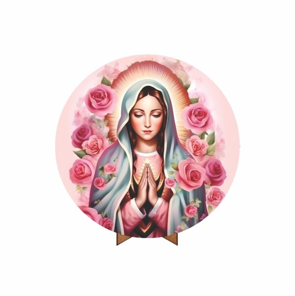 Painel Redondo 3D Nossa Senhora 50cm Com Suporte MDF