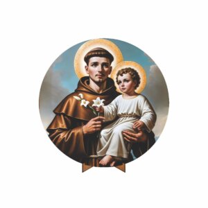 Painel Redondo 3D Santo Antônio 50cm Com Suporte MDF