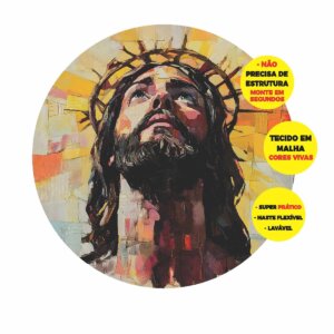 Painel Redondo 3D Jesus Abre Fácil 1,50m X 1,50m