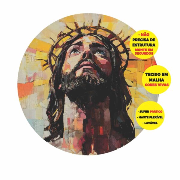 Painel Redondo 3D Jesus Abre Fácil 1,50m X 1,50m