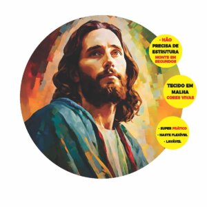 Painel Redondo 3D Jesus Abre Fácil 1,50m X 1,50m