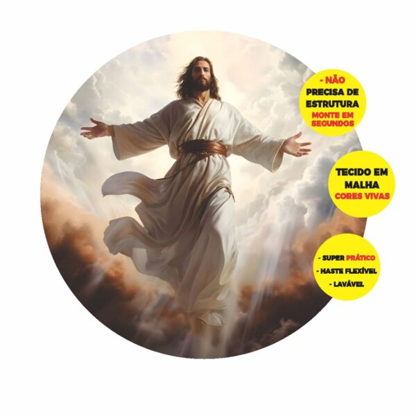 Painel Redondo 3D Jesus Abre Fácil 1,50m X 1,50m