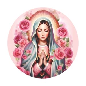 Painel Redondo 3D Nossa Senhora Tecido Sublimado 1,50m x 1,50m
