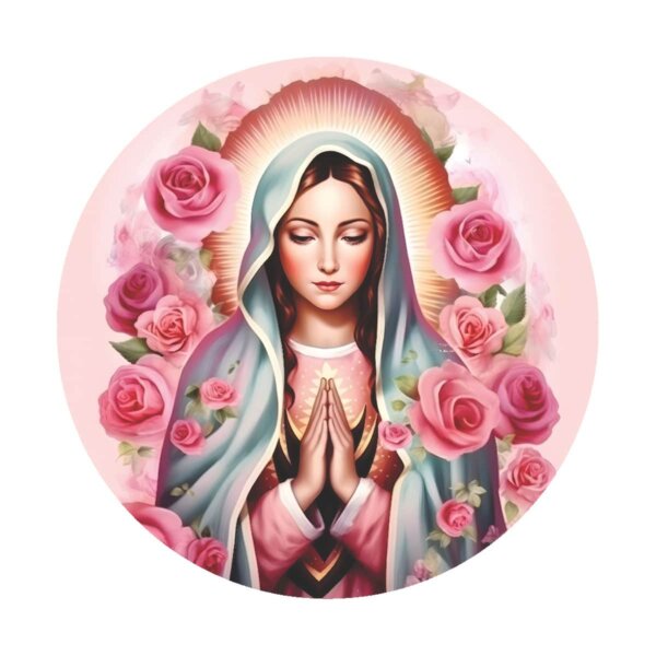 Painel Redondo 3D Nossa Senhora Tecido Sublimado 1,50m x 1,50m