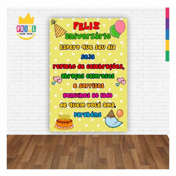 Painel de Festa Retangular Feliz Aniversário Casadinho 3D 1,50m x 2,20 - Image 2