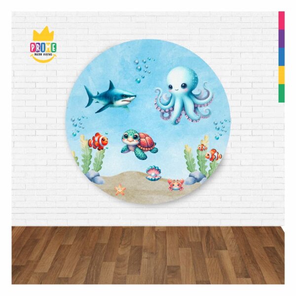Painel Redondo 3D Fundo do Mar Abre Fácil 1,50m X 1,50m - Image 2