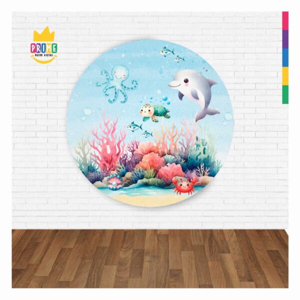 Painel Redondo 3D Fundo do Mar Abre Fácil 1,50m X 1,50m - Image 2