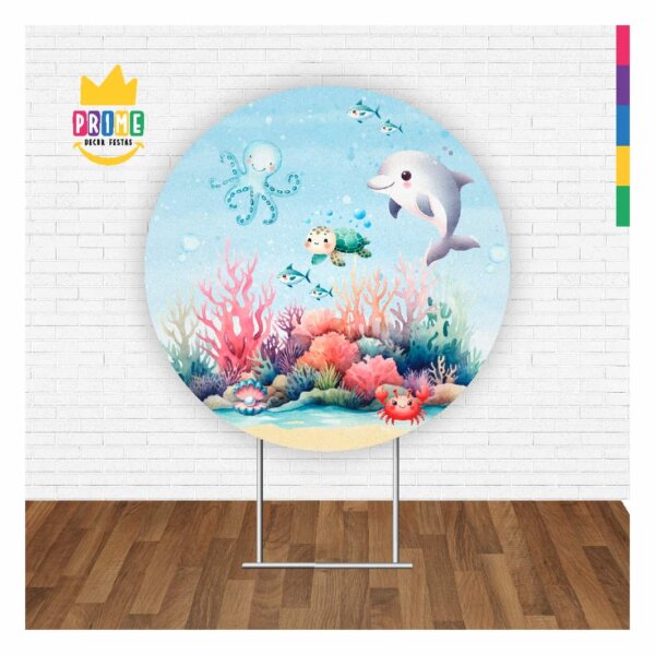 Painel Redondo 3D Fundo do Mar Tecido Sublimado 1,50m x 1,50m - Image 2
