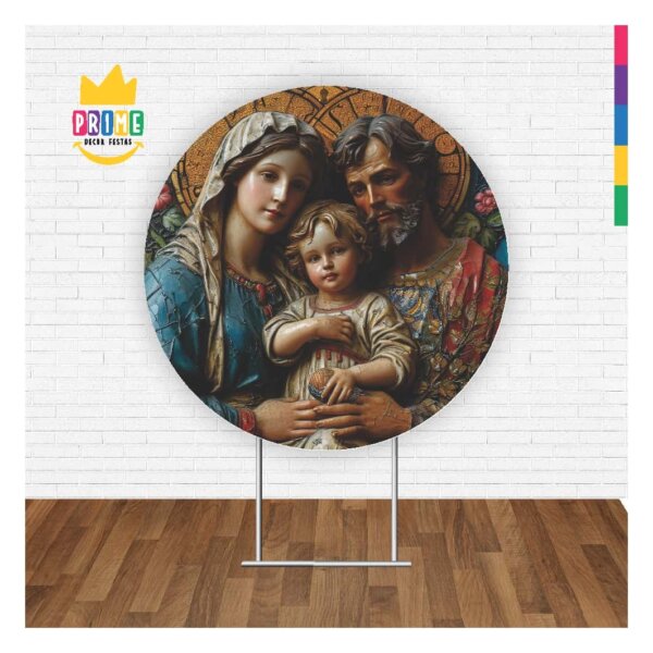 Painel Redondo 3D Sagrada Família  Tecido Sublimado 1,50m x 1,50m - Image 2