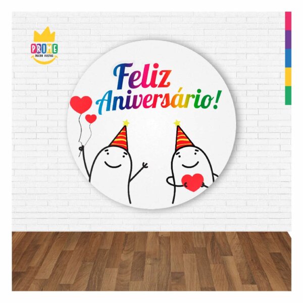Painel Redondo 3D Feliz Aniversário Abre Fácil 1,50m X 1,50m - Image 2