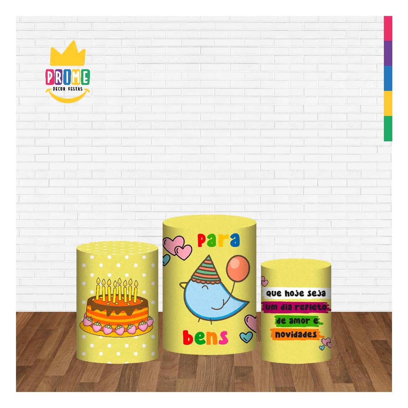 Trio Capa Cilindro Feliz Aniversário 3D Em Tecido Com Elástico - Imagem 2
