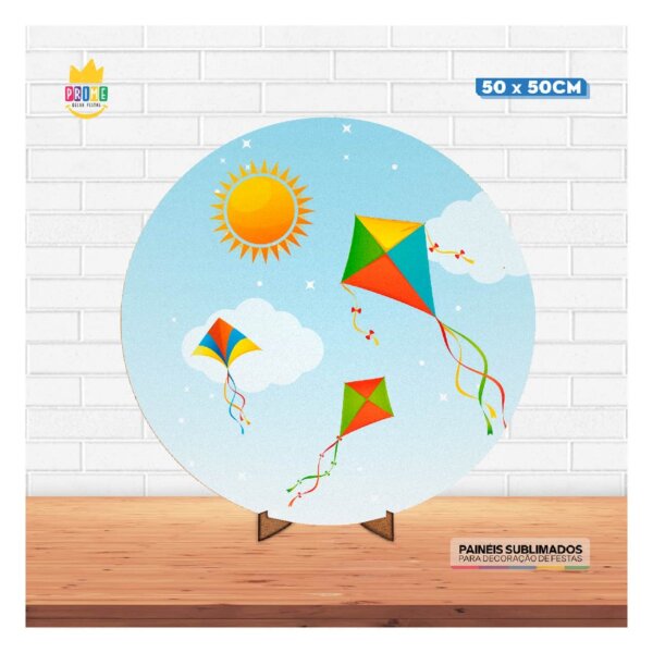 Painel Redondo 3D Pipa 50cm Com Suporte MDF - Image 2
