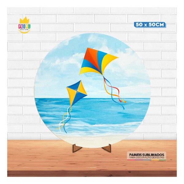 Painel Redondo 3D Pipa 50cm Com Suporte MDF - Image 2