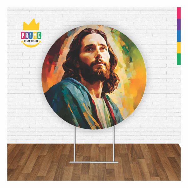 Painel Redondo 3D Jesus Tecido Sublimado 1,50m x 1,50m - Image 2