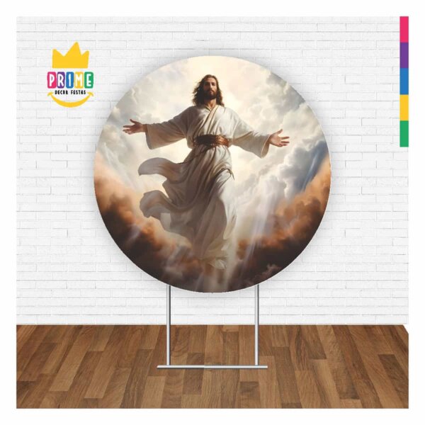 Painel Redondo 3D Jesus Tecido Sublimado 1,50m x 1,50m - Image 2