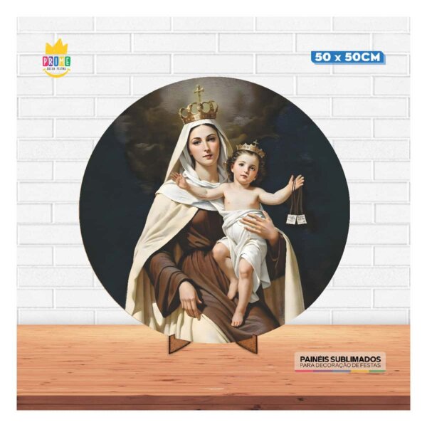 Painel Redondo 3D Nossa Senhora 50cm Com Suporte MDF - Image 2