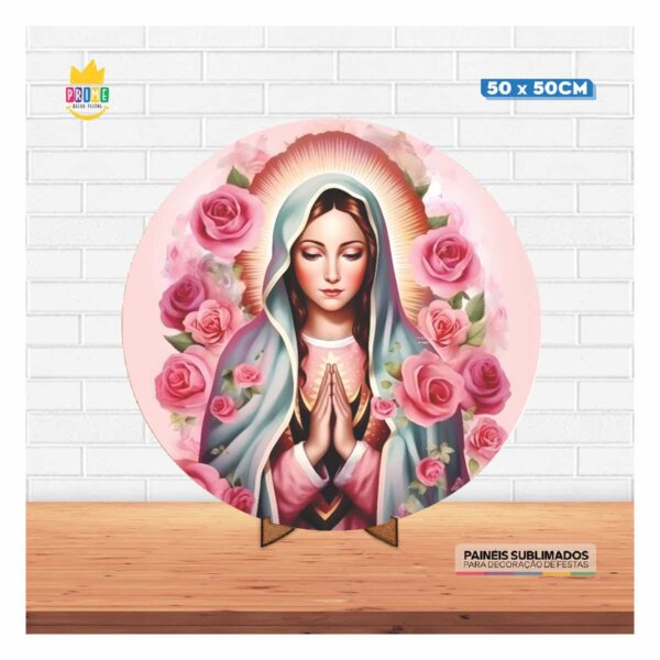 Painel Redondo 3D Nossa Senhora 50cm Com Suporte MDF - Image 2