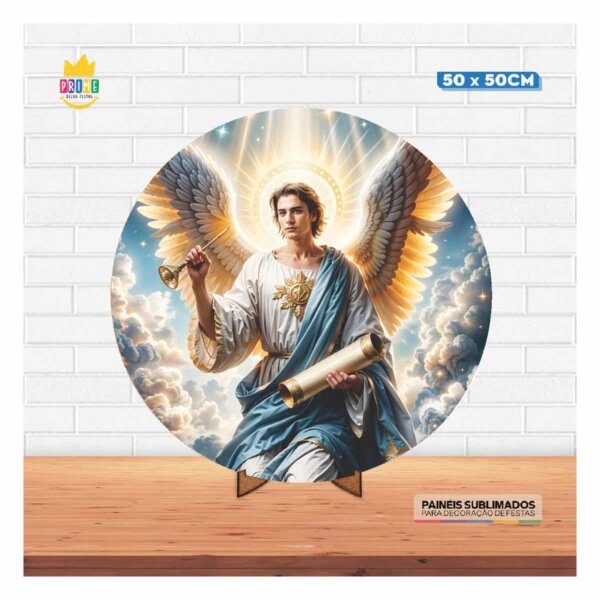 Painel Redondo 3D São Gabriel 50cm Com Suporte MDF - Image 2