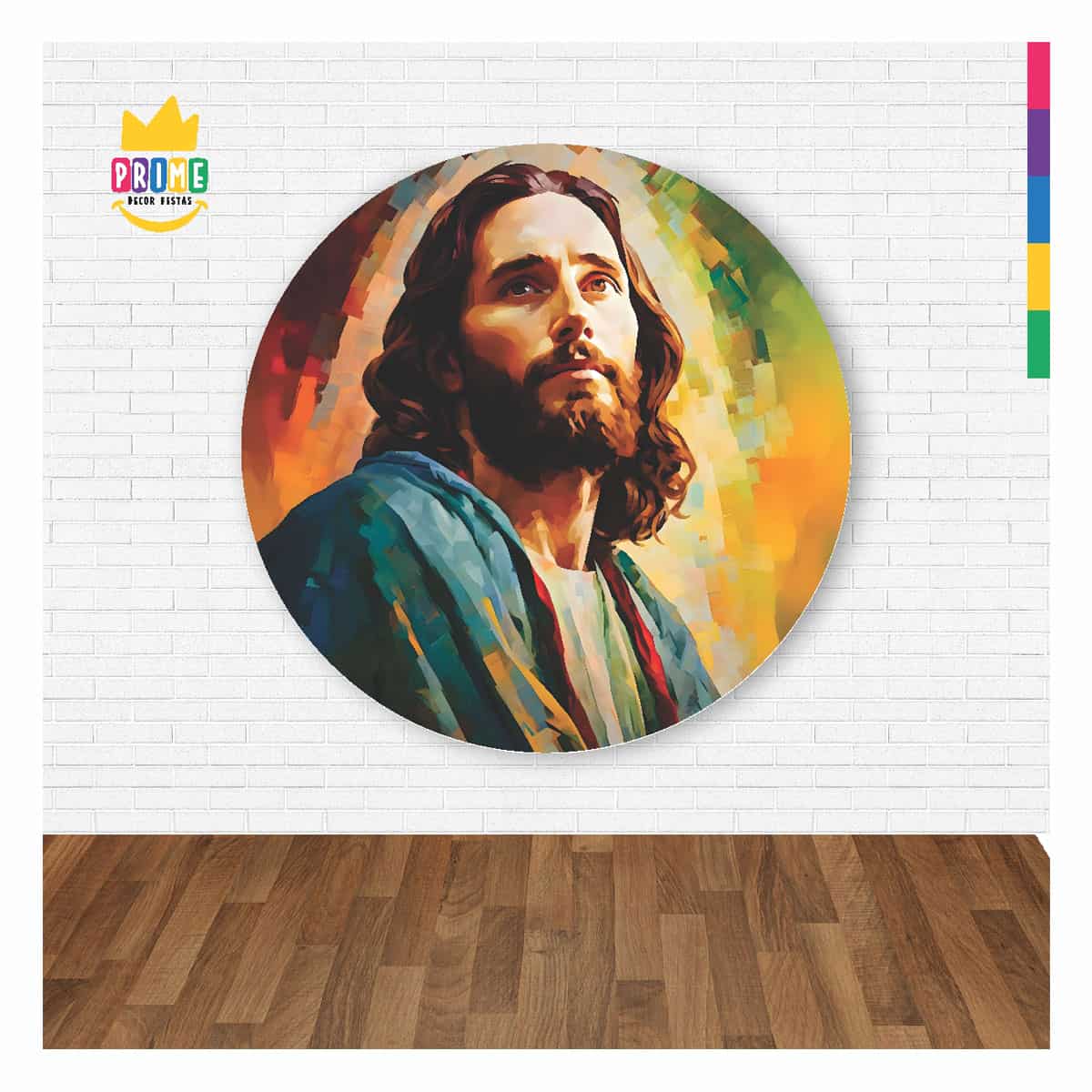 Painel Redondo 3D Jesus Abre Fácil 1,50m X 1,50m - Imagem 2
