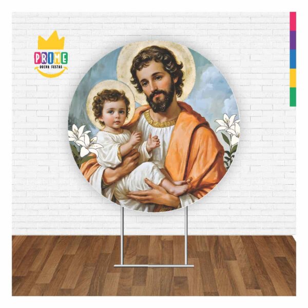 Painel Redondo 3D São José Tecido Sublimado 1,50m x 1,50m - Image 2
