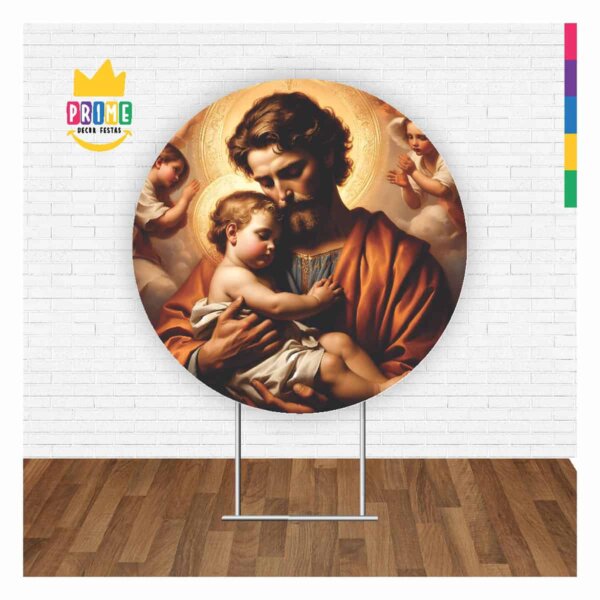 Painel Redondo 3D São José Tecido Sublimado 1,50m x 1,50m - Image 2