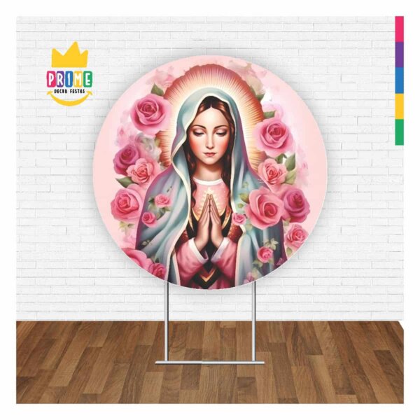 Painel Redondo 3D Nossa Senhora Tecido Sublimado 1,50m x 1,50m - Image 2