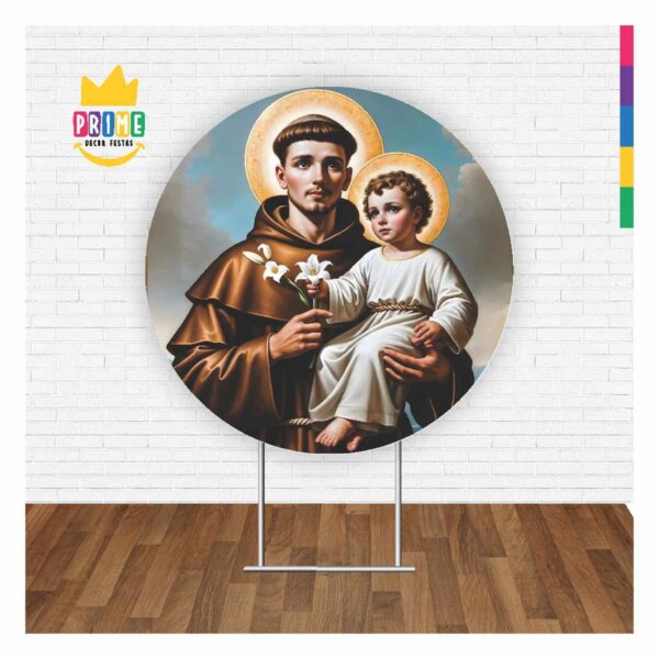 Painel Redondo 3D São Antônio Tecido Sublimado 1,50m x 1,50m - Image 2