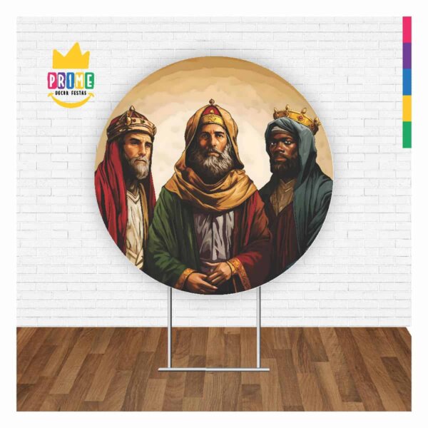 Painel Redondo 3D Reis Magos Tecido Sublimado 1,50m x 1,50m - Image 2