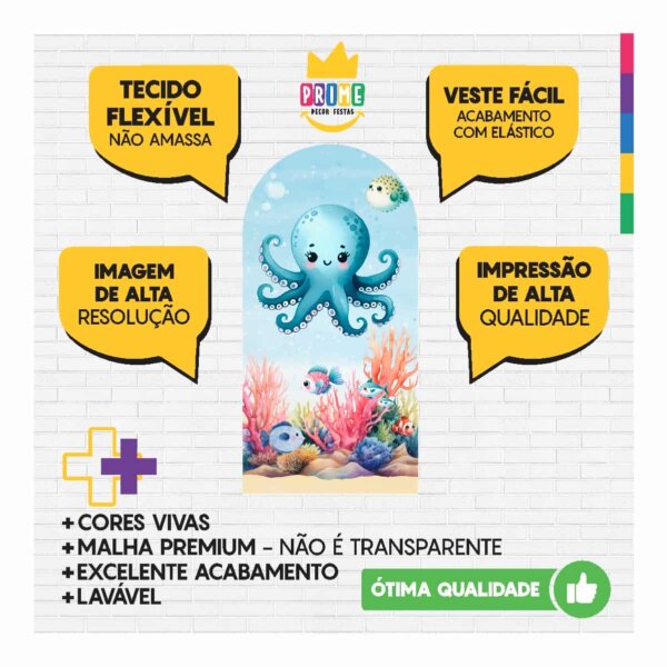 Painel De Festa Romano Decorativo Fundo do Mar - Image 3