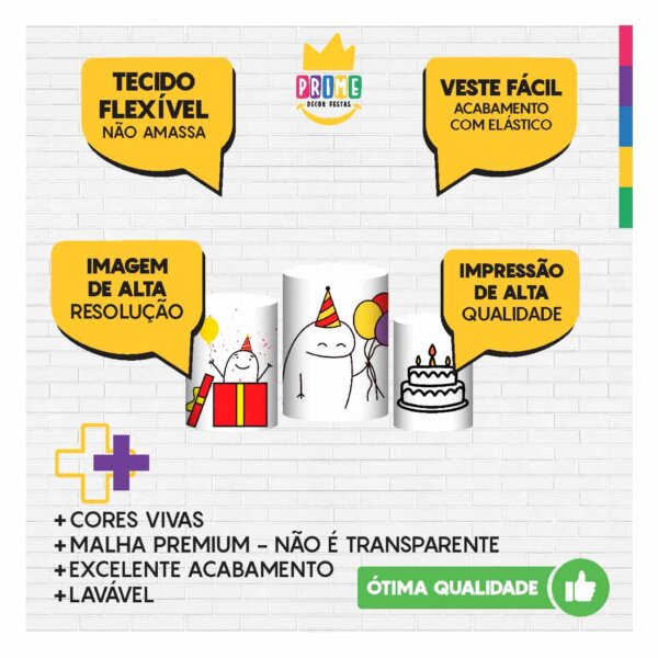 Trio Capa Cilindro Feliz Aniversário 3D Em Tecido Com Elástico - Image 3