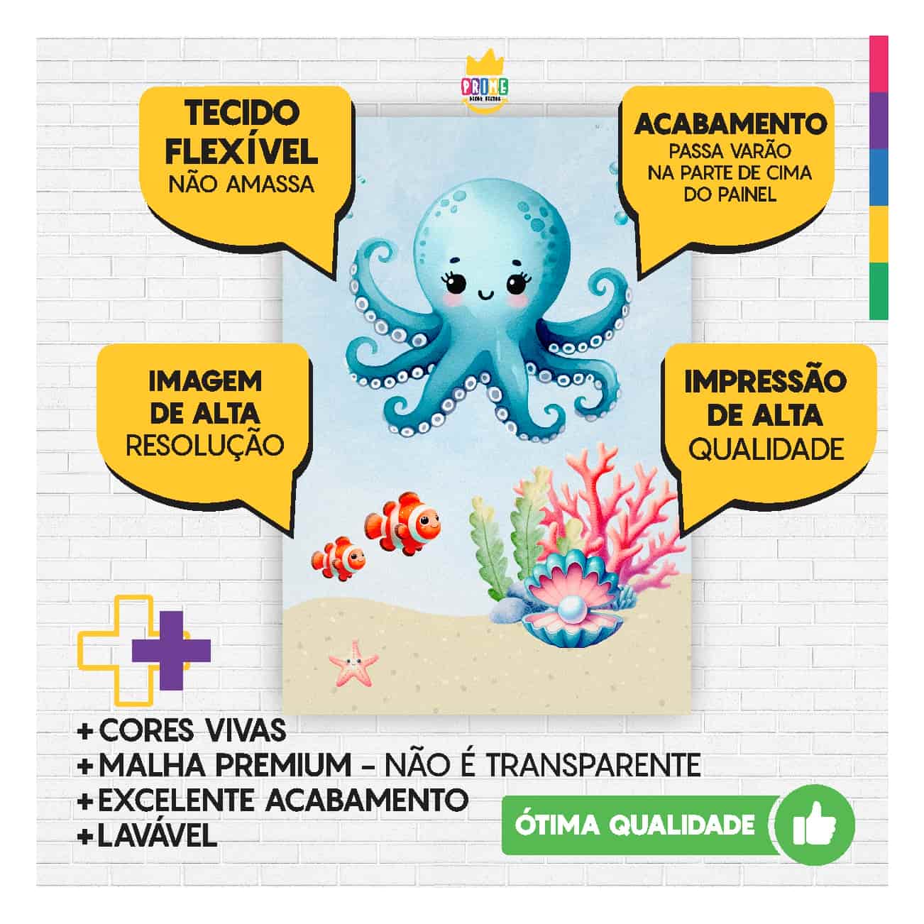 Painel de Festa Retangular Fundo do Mar Casadinho 3D 1,50m x 2,20 - Imagem 3