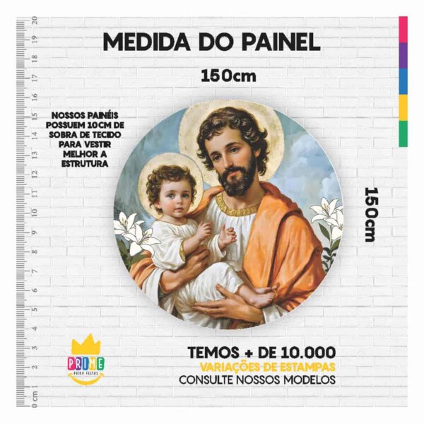 Painel Redondo 3D São José Tecido Sublimado 1,50m x 1,50m - Image 3
