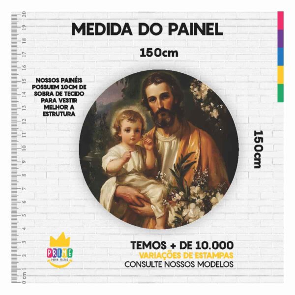 Painel Redondo 3D São José Tecido Sublimado 1,50m x 1,50m - Image 3