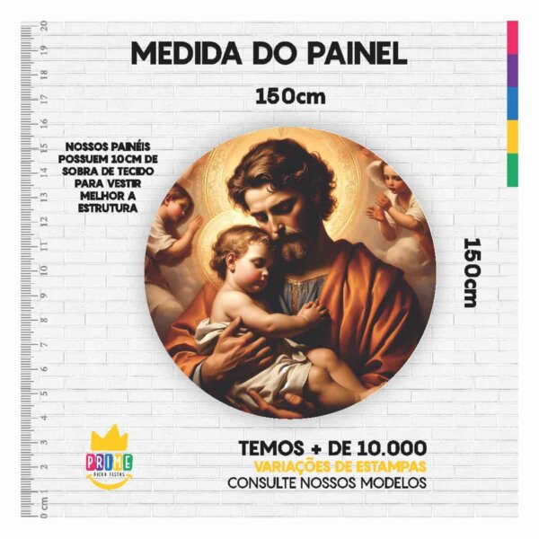 Painel Redondo 3D São José Tecido Sublimado 1,50m x 1,50m - Image 3