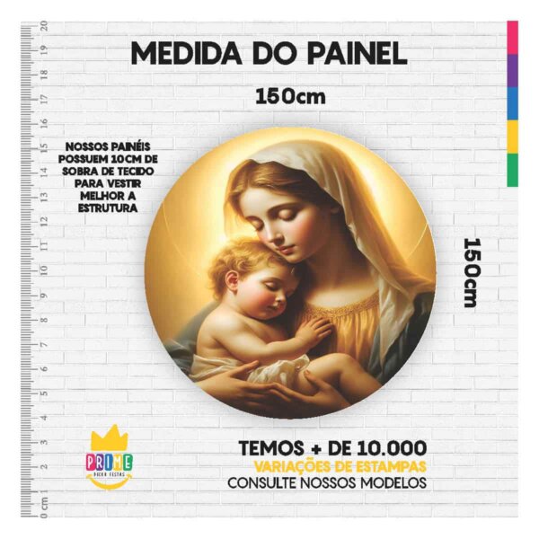 Painel Redondo 3D Mãe Rainha Tecido Sublimado 1,50m x 1,50m - Image 3