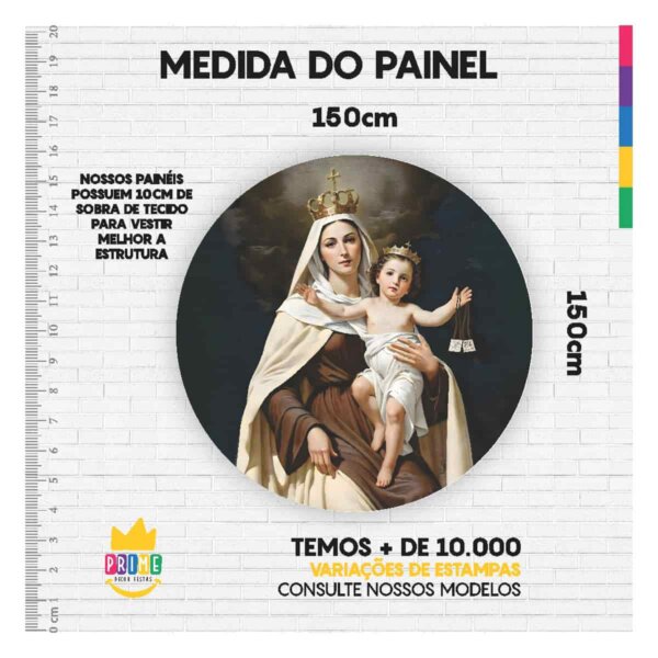 Painel Redondo 3D Nossa Senhora Tecido Sublimado 1,50m x 1,50m - Image 3