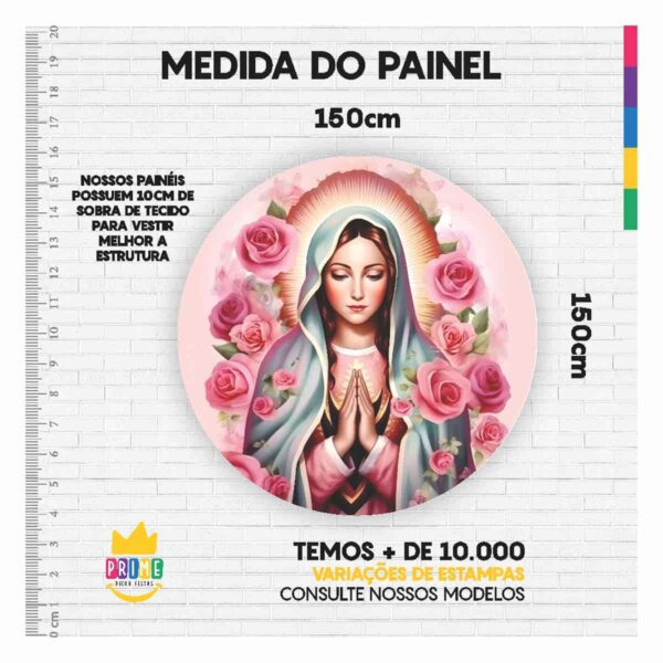 Painel Redondo 3D Nossa Senhora Tecido Sublimado 1,50m x 1,50m - Image 3