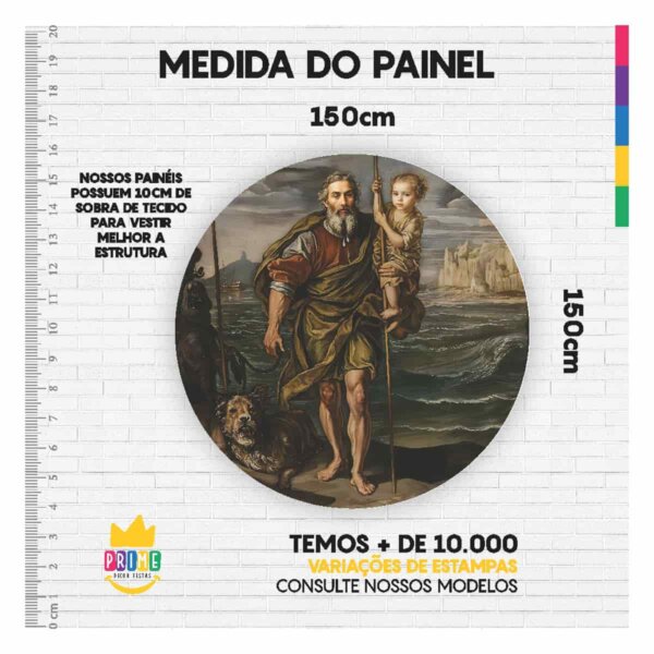 Painel Redondo 3D São Cristóvão Tecido Sublimado 1,50m x 1,50m - Image 3