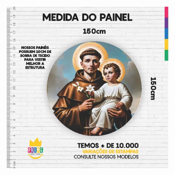 Painel Redondo 3D São Antônio Tecido Sublimado 1,50m x 1,50m - Image 3