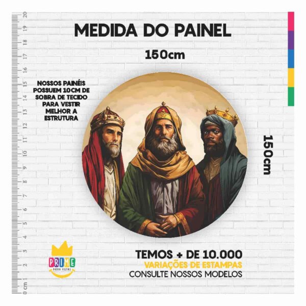 Painel Redondo 3D Reis Magos Tecido Sublimado 1,50m x 1,50m - Image 3