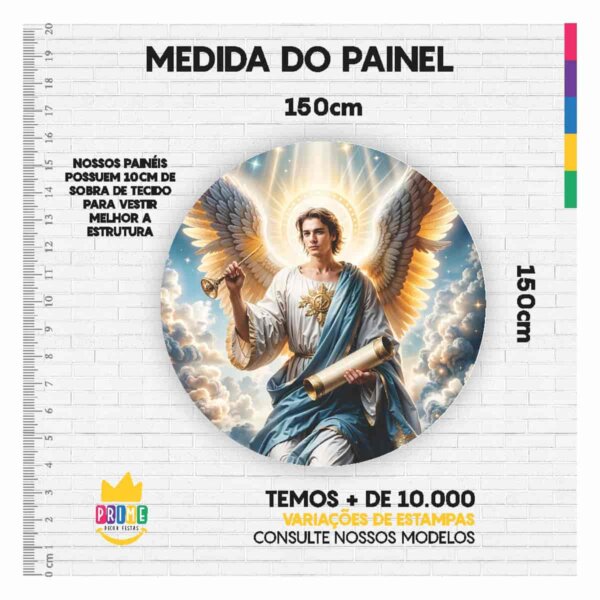 Painel Redondo 3D São Gabriel Tecido Sublimado 1,50m x 1,50m - Image 3