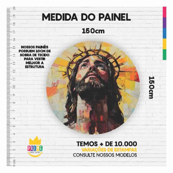 Painel Redondo 3D Jesus Tecido Sublimado 1,50m x 1,50m - Image 3