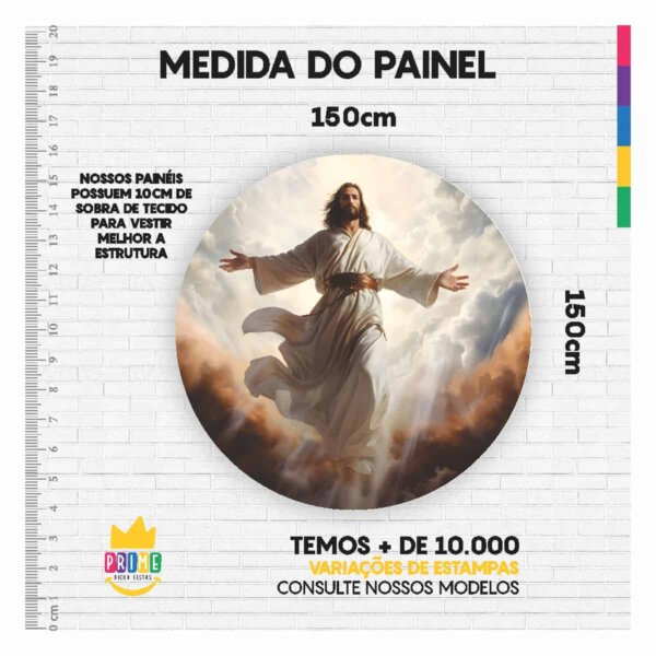 Painel Redondo 3D Jesus Tecido Sublimado 1,50m x 1,50m - Image 3