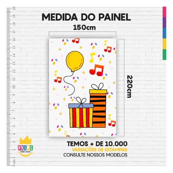 Painel de Festa Retangular Feliz Aniversário Casadinho 3D 1,50m x 2,20 - Image 4