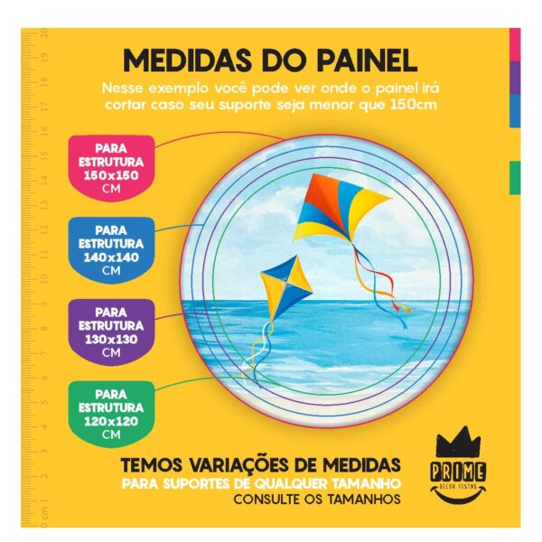 Trio Capa Cilindro + Painel Redondo 3D Pipa 1,50m Veste Fácil - Image 4